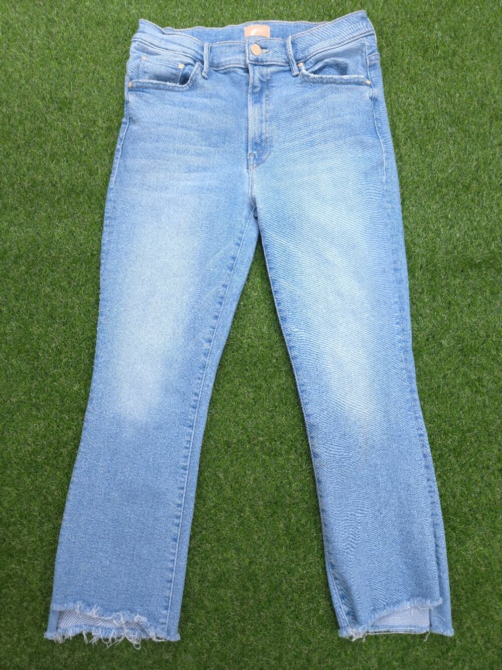 Mother Jeans Womens 29x26 The Insider Crop Step Fray Light Wash Limited Edition